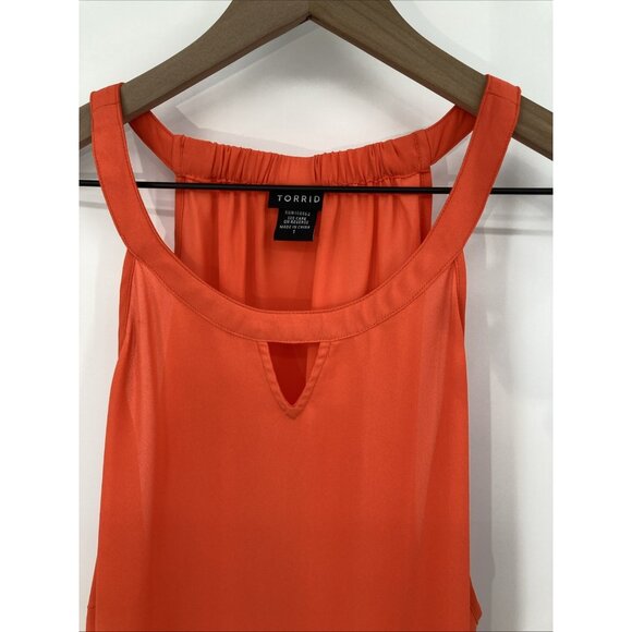 Torrid Halter Tank Top Bright Orange Sheer Woman 1 (14/16) - Picture 2 of 9